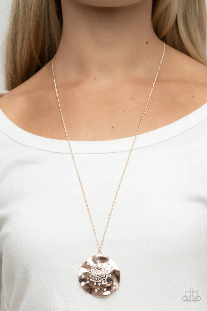 Paparazzi Boom and Combust - Rose Gold Necklace Paparazzi Jewelry Images