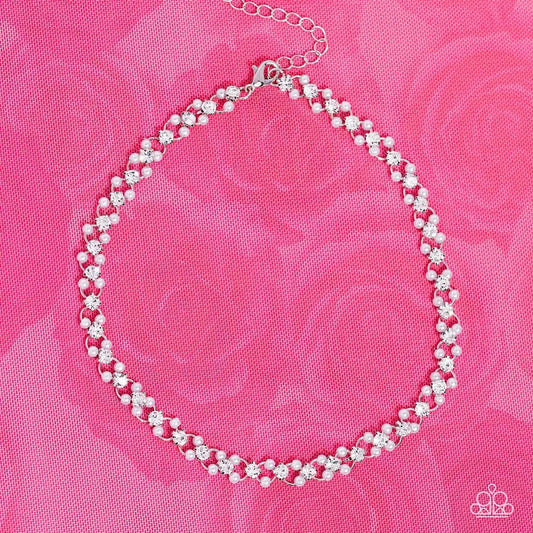 Womens Pearl Necklace - Paparazzi Classy Couture - White Choker Paparazzi jewelry image