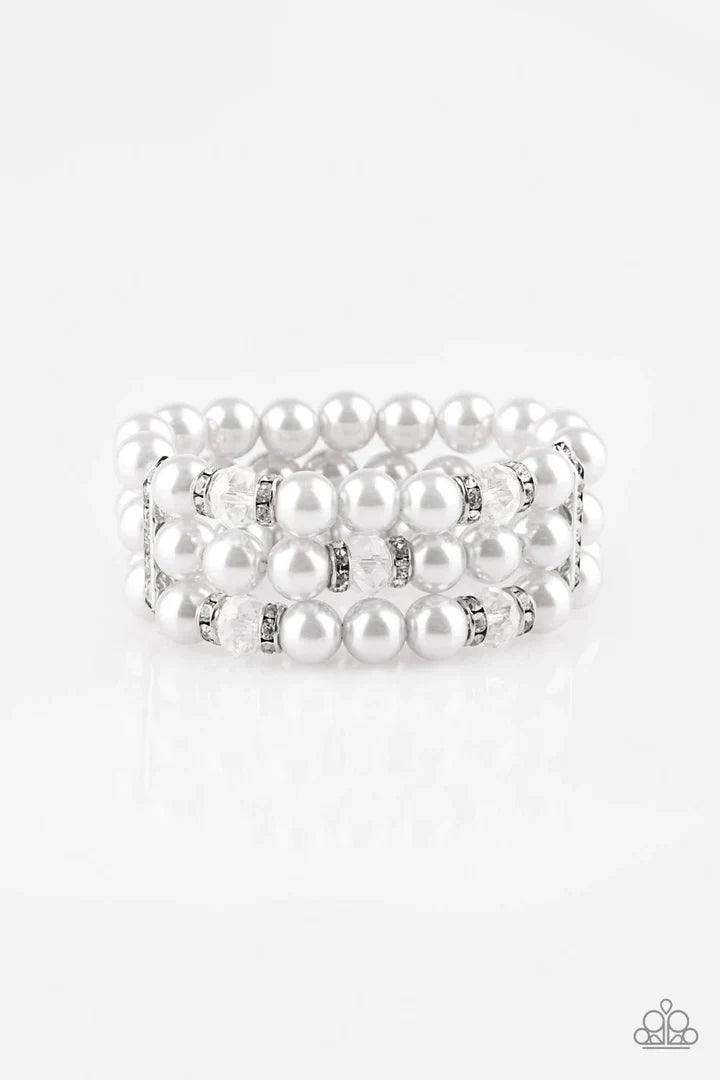 Paparazzi Undeniably Dapper - White Bracelets Paparazzi Jewelry Images