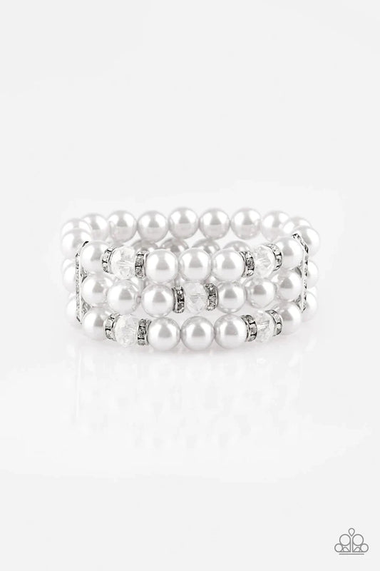 Paparazzi Undeniably Dapper - White Bracelets Paparazzi Jewelry Images