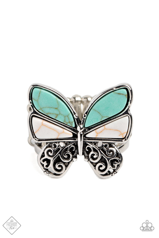 Paparazzi Wild Wings - Blue Ring- Fashion Fix January 2023-Paparazzi Jewelry Images