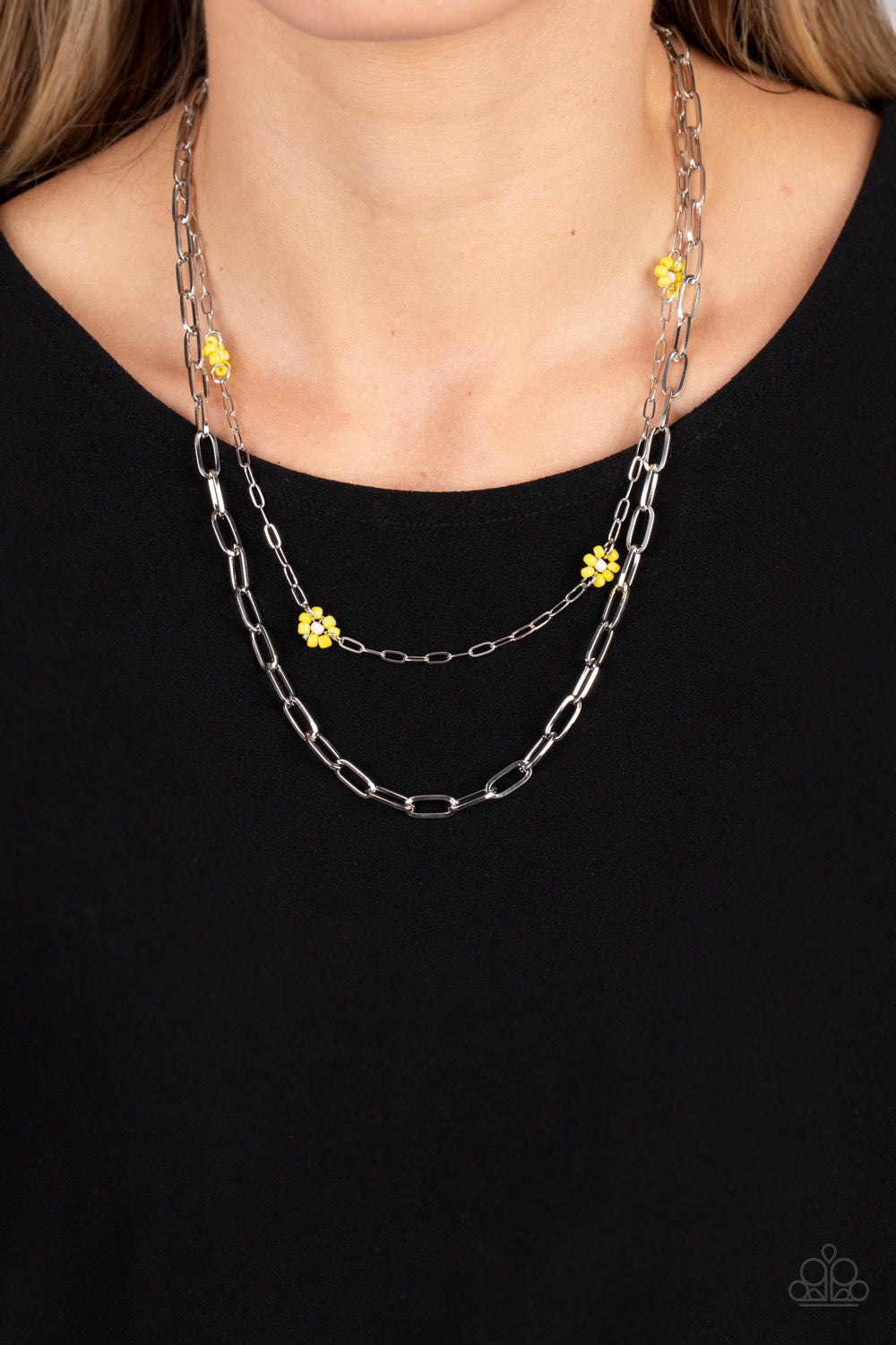 Paparazzi Bold Buds - Yellow Necklace -Paparazzi Jewelry Images