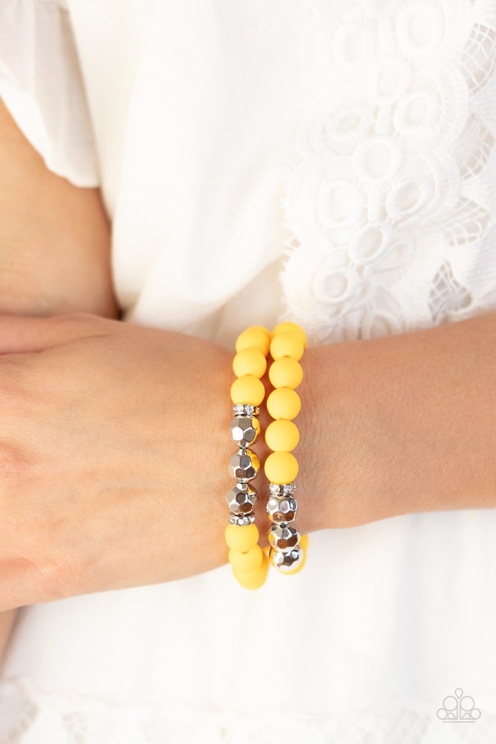 2 Piece Set: Summer Splash - Yellow Necklace & Dip and Dive - Yellow Bracelet
