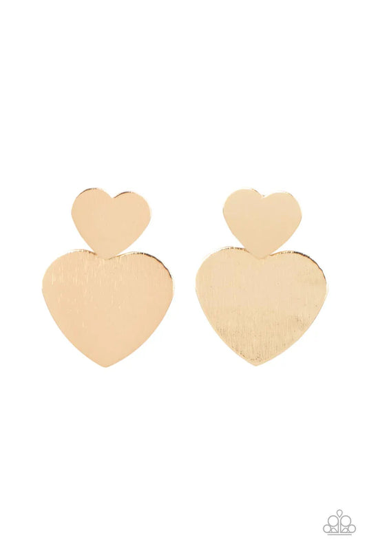 Heart-Racing Refinement- Gold Heart Earrings
