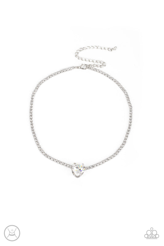 2 Piece Set: Flirty Fiancé - White Necklace & Bedazzled Beauty - White Bracelet