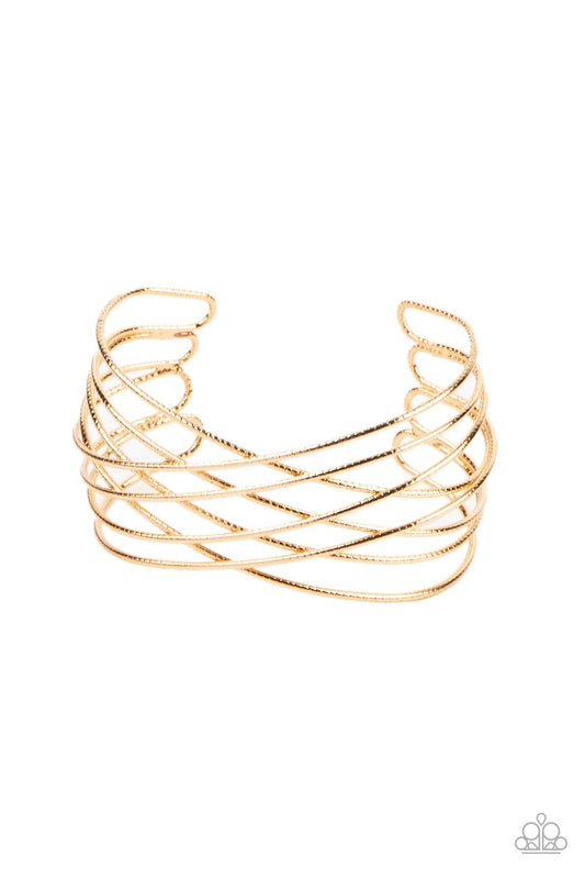 Paparazzi Strike Out Shimmer - Gold Bracelet -Paparazzi Jewelry Images