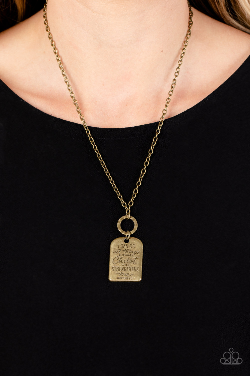 Paparazzi Persevering Philippians - Brass Necklace -Paparazzi Images Jewelry