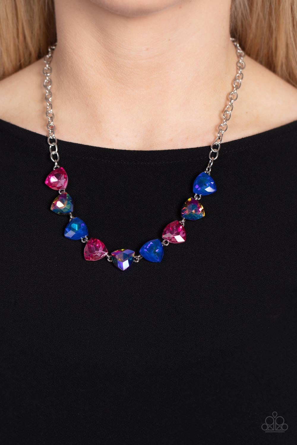 Paparazzi Dreamy Drama - Blue Necklace- Paparazzi Jewelry 2023 Empower Me Pink Exclusive