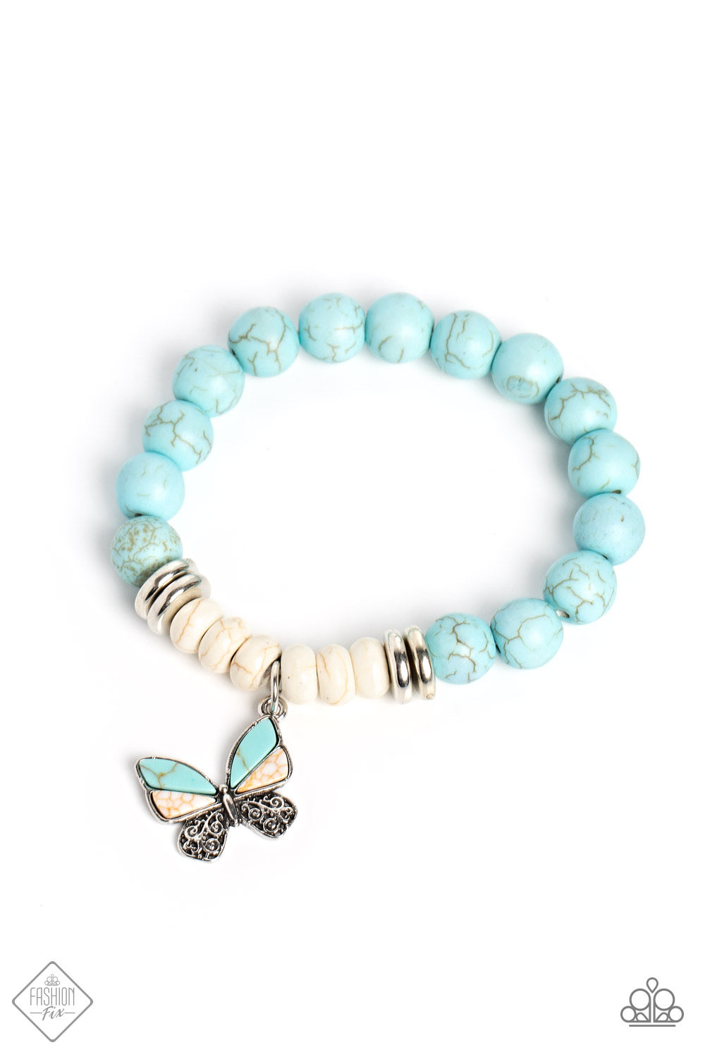 Paparazzi Bold Butterfly - Blue Bracelet- Fashion Fix January 2023-Paparazzi Jewelry Images