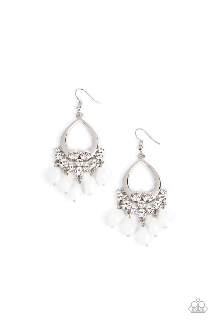 Paparazzi Earrings - Famous Fashionista - White Earring Paparazzi Jewelry Images