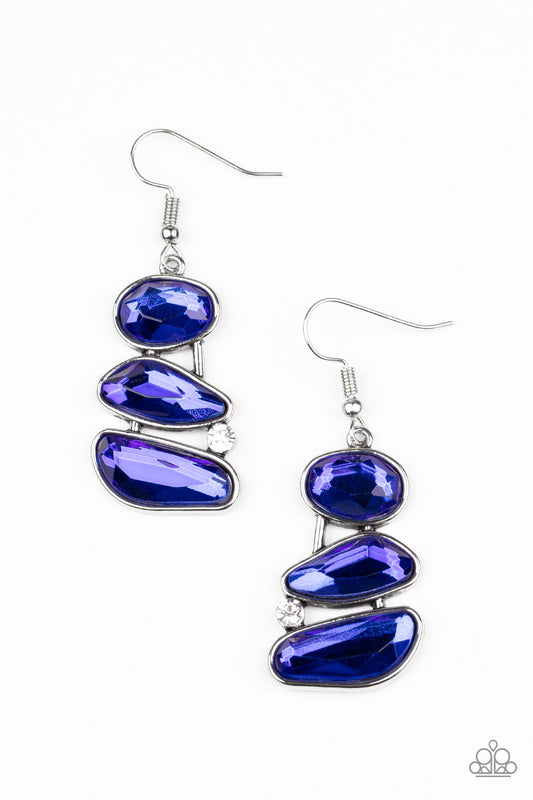Paparazzi Gem Galaxy - Blue Earrings -Paparazzi Jewelry Images