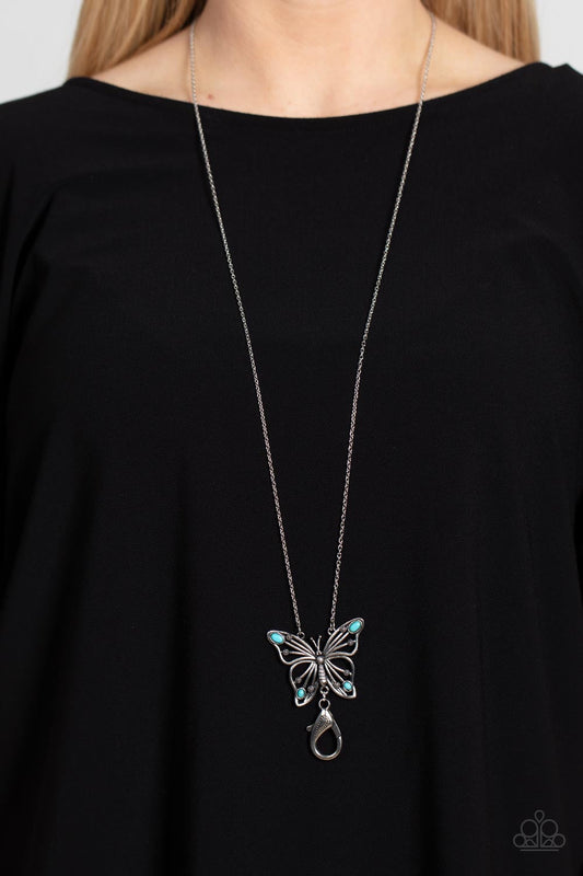 Paparazzi Badlands Butterfly - Blue Necklace - Pusher P