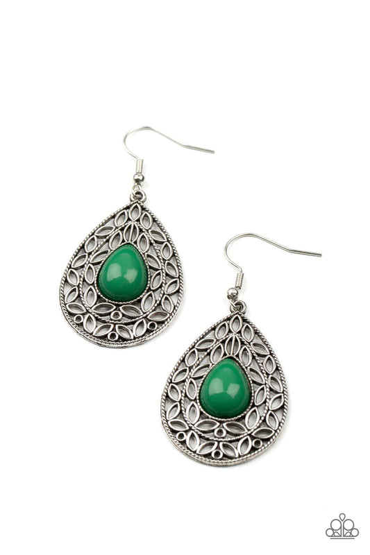 Fanciful Droplets - Green Earring