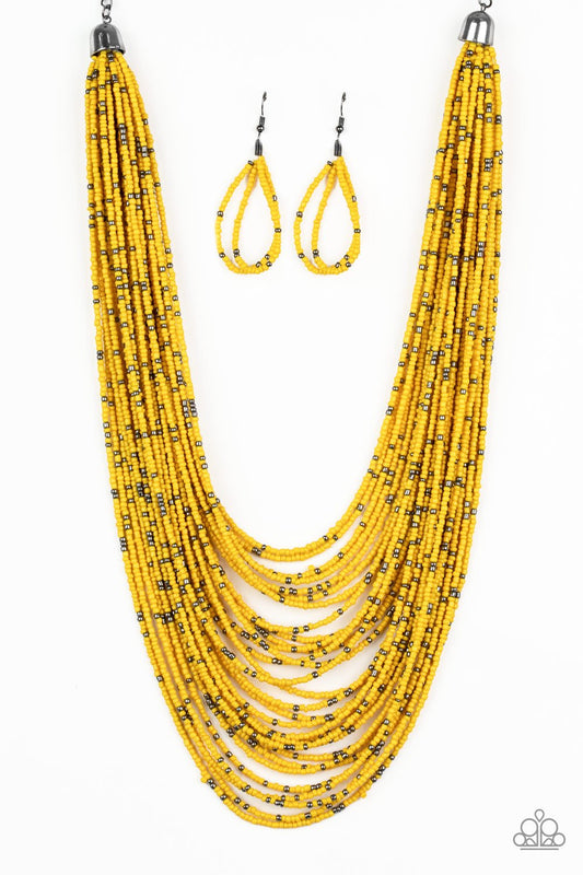 Paparazzi Rio Rainforest - Yellow Seed Bead Necklace - Pusher P
