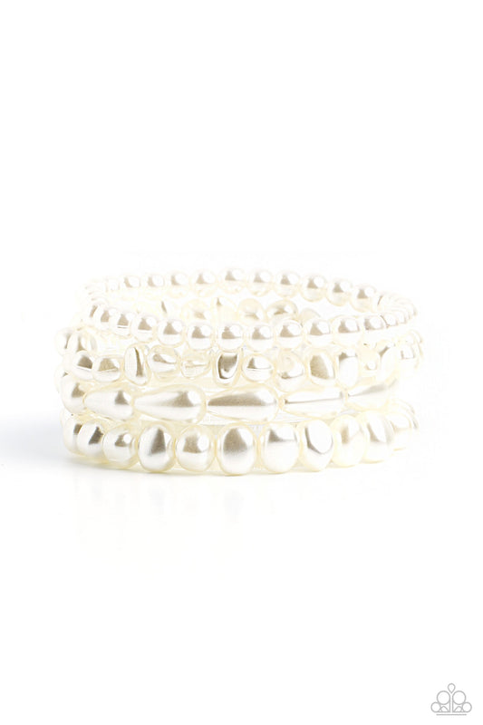 Paparazzi Gossip PEARL - White Bracelet