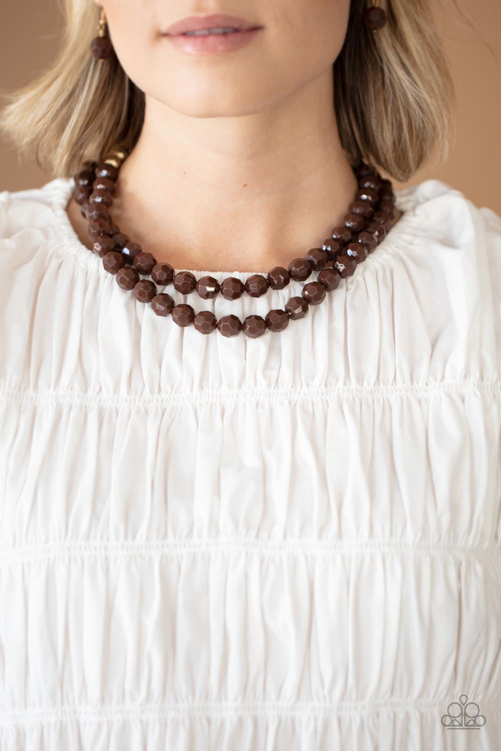 2 piece set: Greco Getaway - Brown Necklace & Grecian Glamour - Brown Bracelet