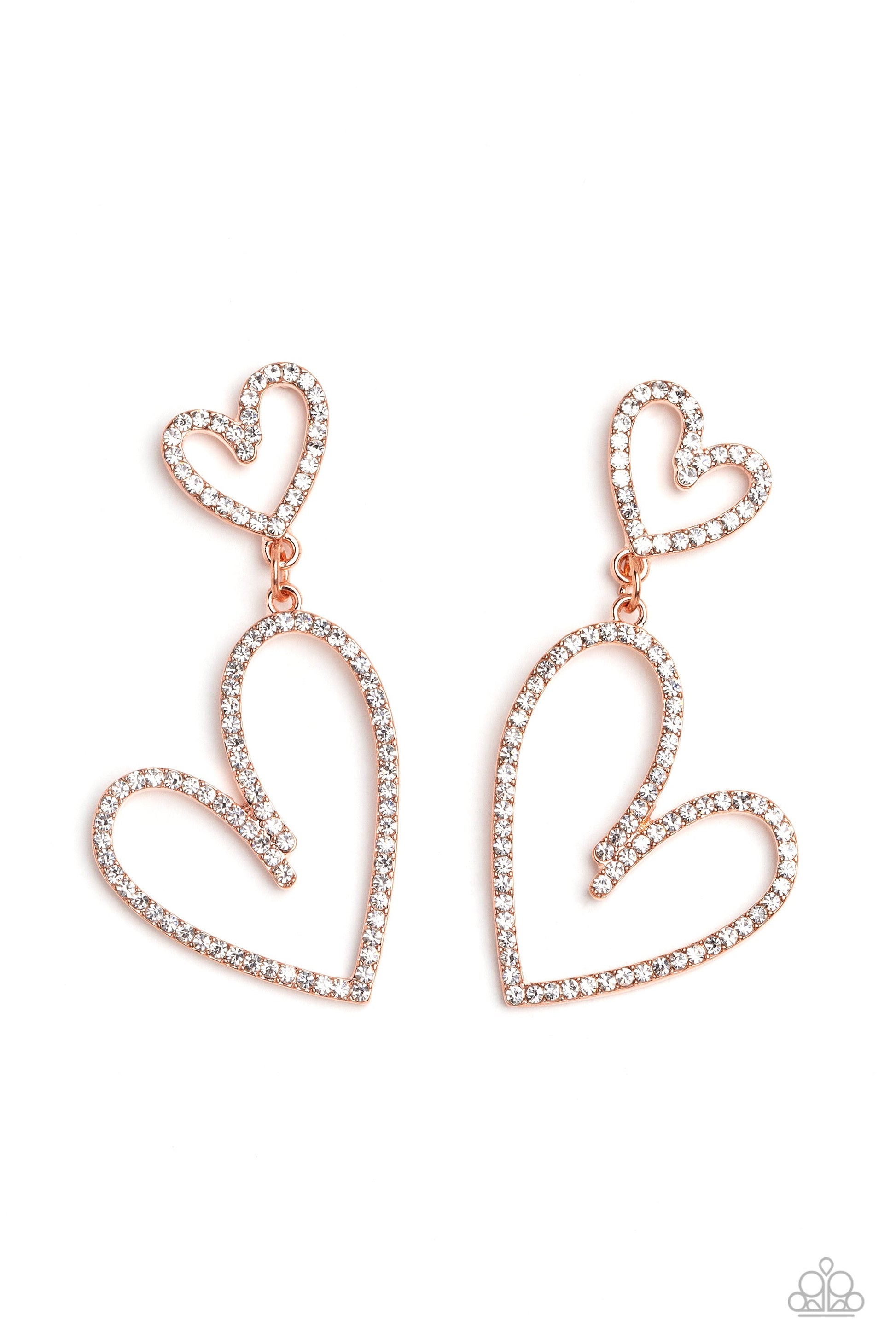 Paparazzi Doting Duo - Copper Heart Earrings