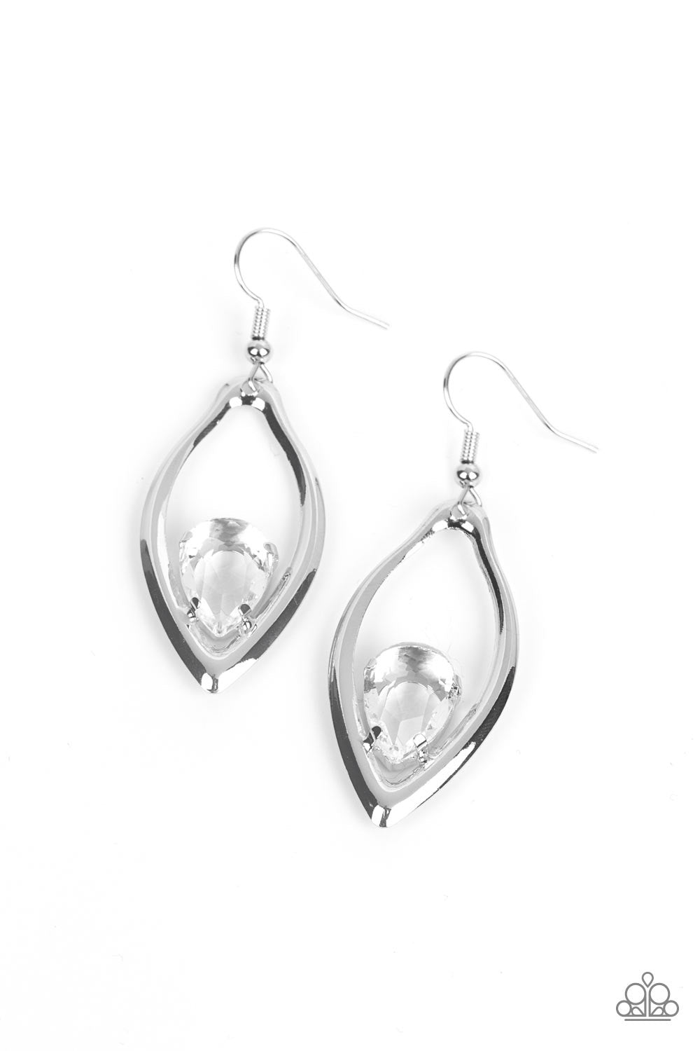 Paparazzi Beautifully Bejeweled - White Earrings -Paparazzi Jewelry Images