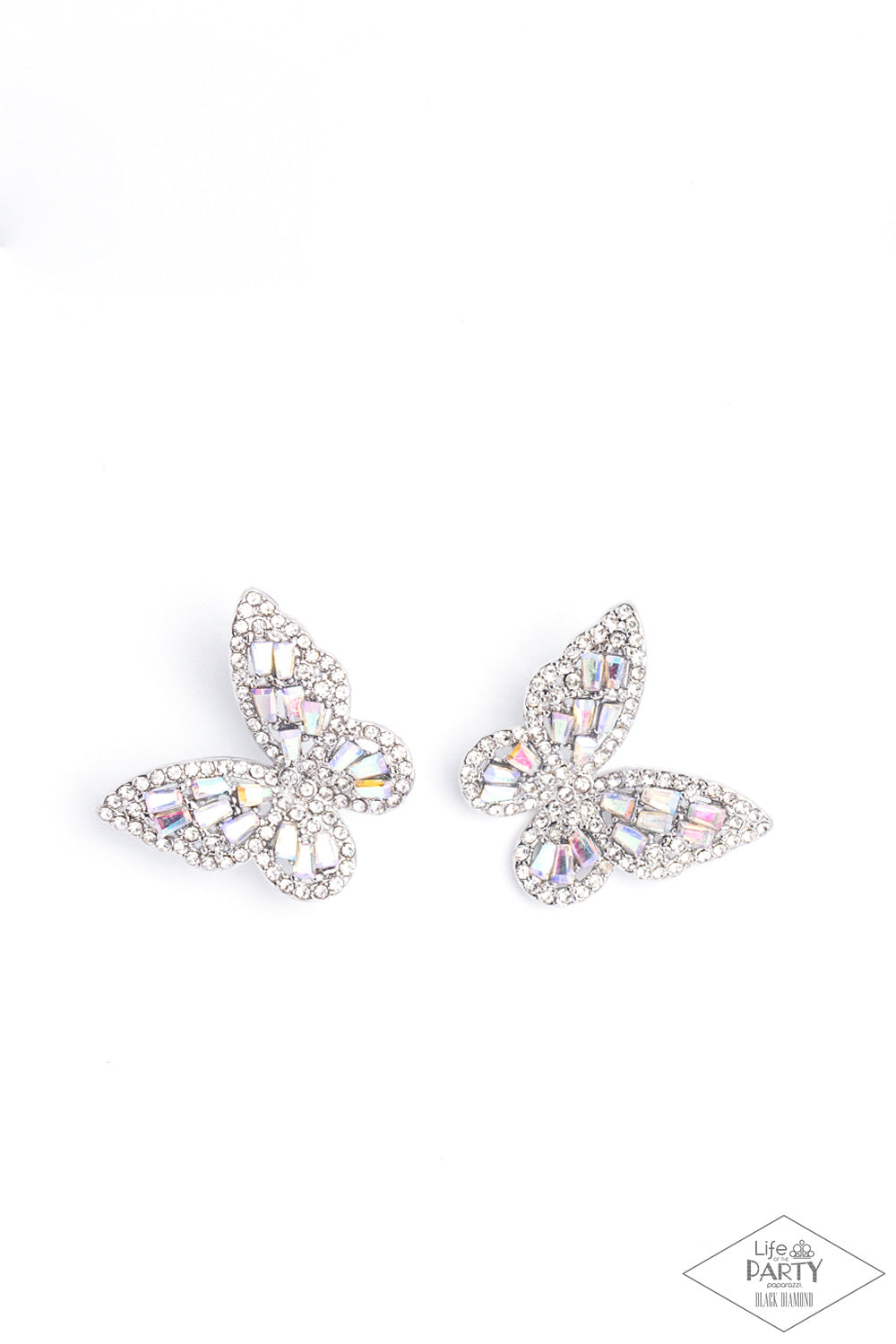 Paparazzi Smooth Like FLUTTER - Multi Iridescent Earrings-Black Diamond Encore-Life of the Party