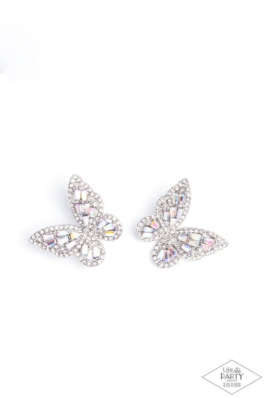 Paparazzi Smooth Like FLUTTER - Multi Iridescent Earrings-Black Diamond Encore-Life of the Party