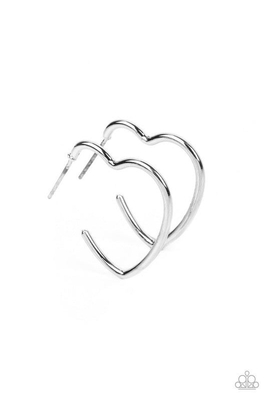 Paparazzi Burnished Beau - Silver Heart Earrings -paparazzi jewelry images