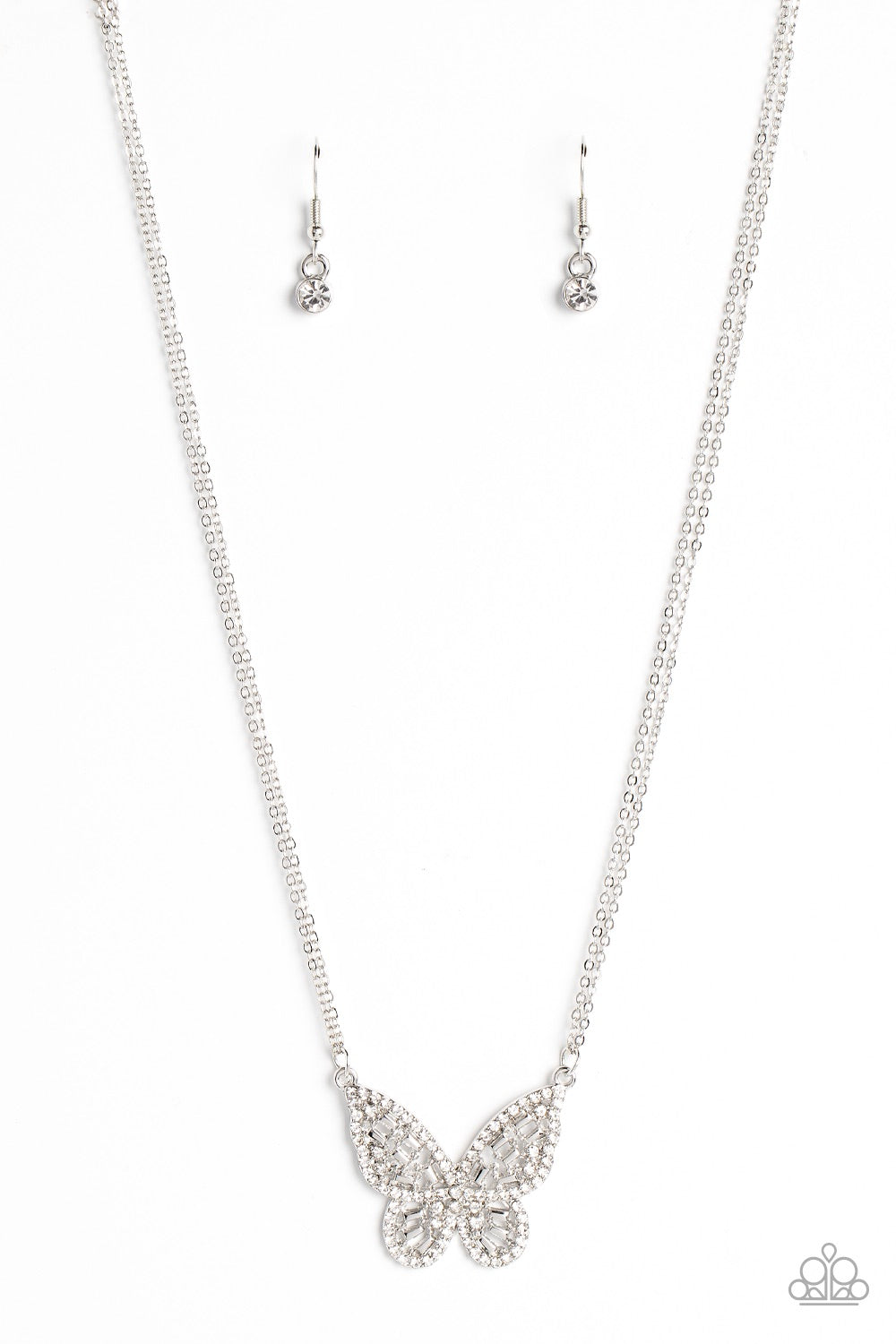 2 Piece Butterfly Set - White Baroque Butterfly Necklace & White Butterfly Bella Bracelet - Pusher P