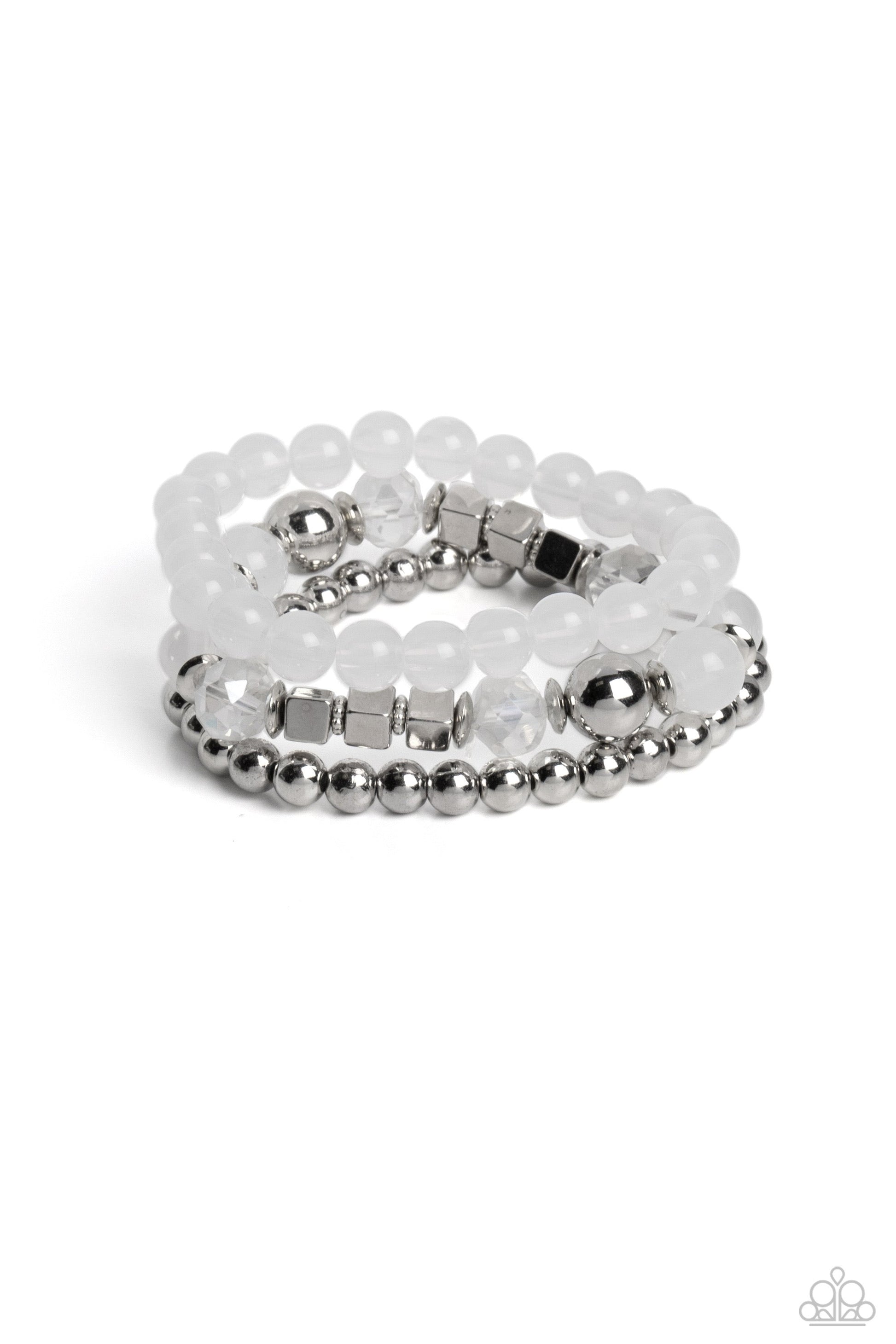 Paparazzi CUBE Your Enthusiasm - White Bracelet