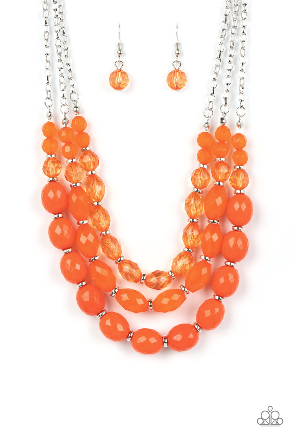 Paparazzi 2pc Set: Tropical Hideaway - Orange Necklace & High Tide Hammock - Orange Bracelet