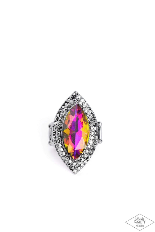 Jaw-Dropping Dazzle - Multi Oil Spill Ring - Pink Diamond Life of the Party Exclusive
