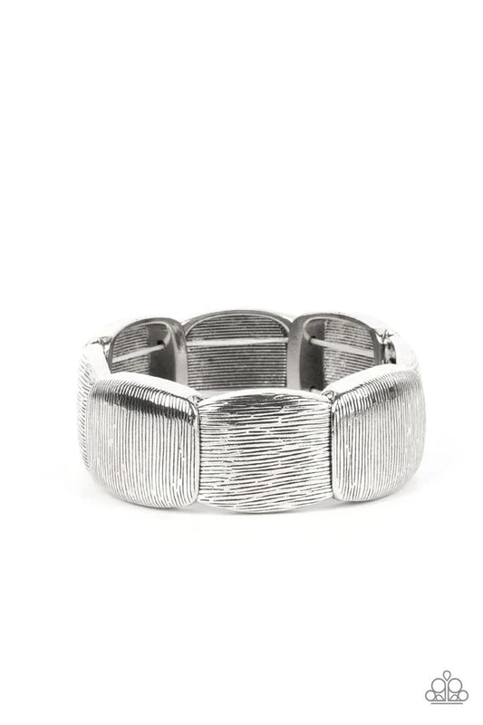 Stretchy Bracelets - Paparazzi Prairie Block - Silver Bracelet Paparazzi Jewelry Images