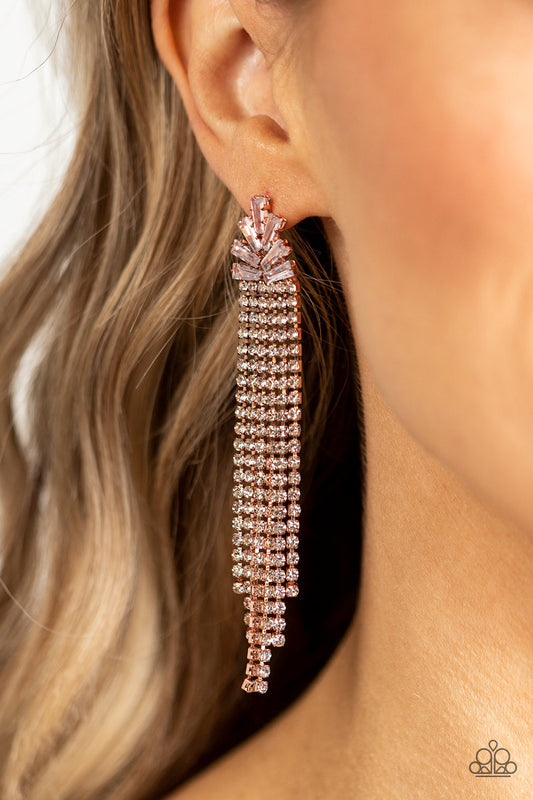 Overnight Sensation Earrings - Copper - White | Paparazzi Accessories