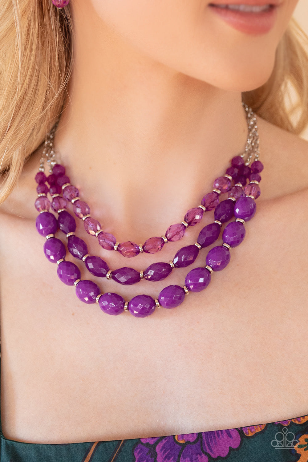 2 Piece Set: Tropical Hideaway Purple Necklace & High Tide Hammock Purple Bracelet