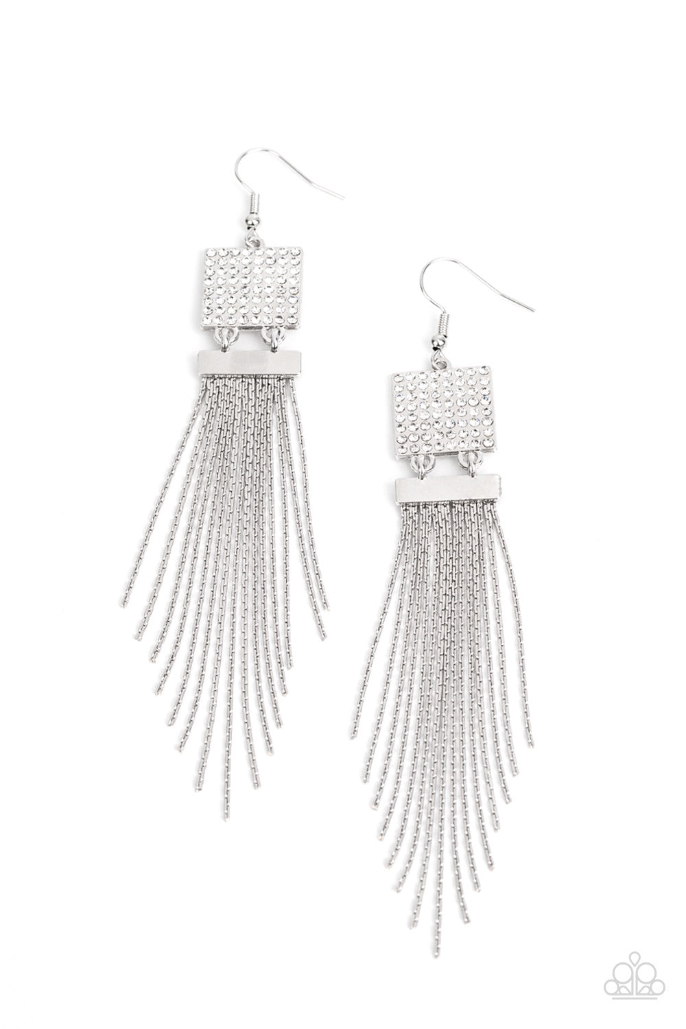 Paparazzi Dramatically Deco - White Earrings - Pusher P