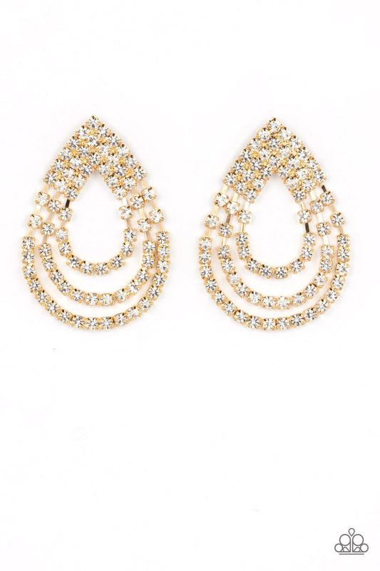Paparazzi Take a POWER Stance - Gold Earrings Paparazzi Jewelry Images