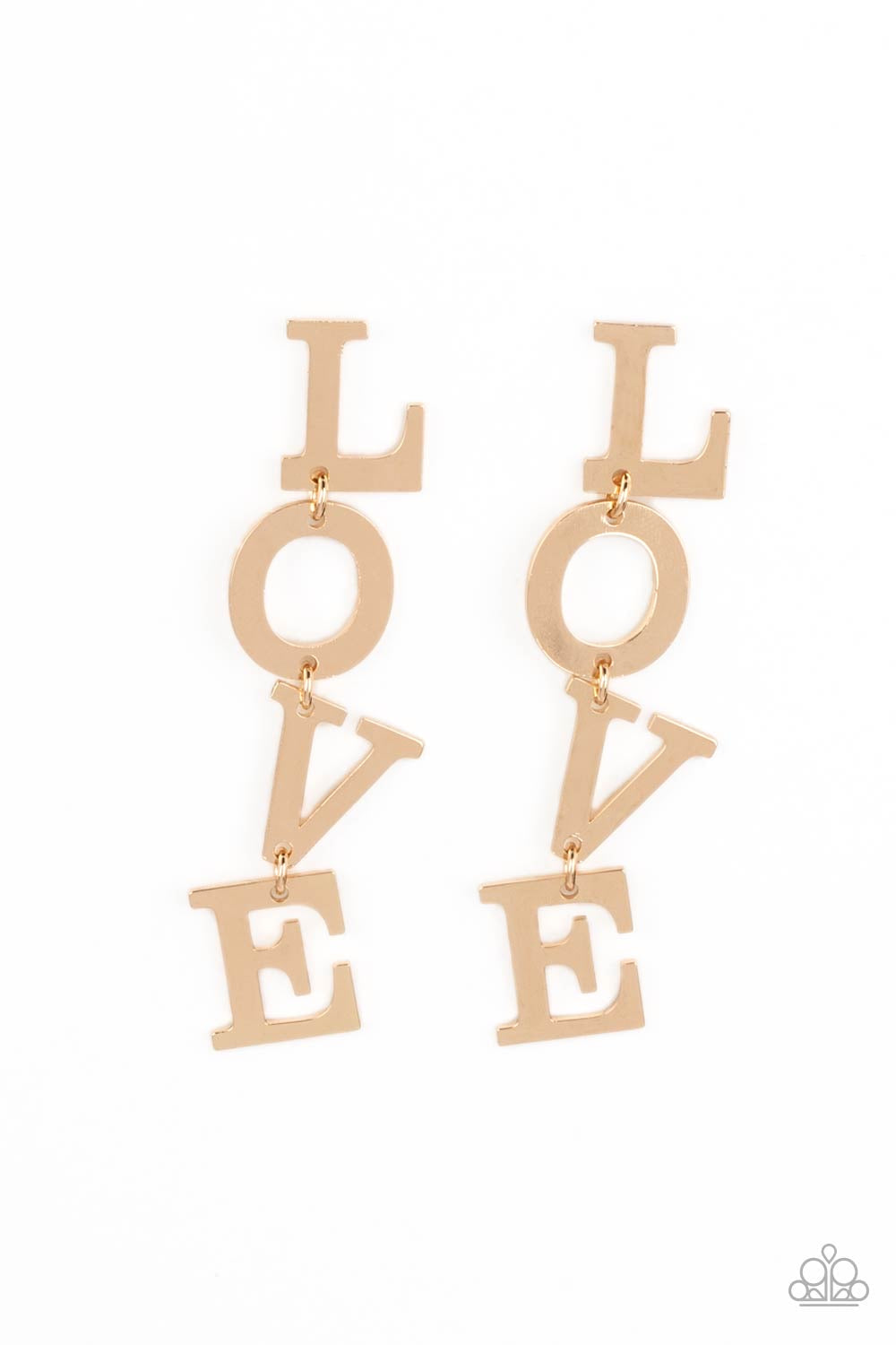 Paparazzi L-O-V-E - Gold Earrings -Paparazzi Jewelry Images