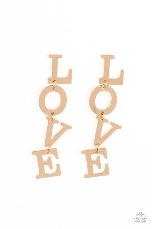 Paparazzi L-O-V-E - Gold Earrings -Paparazzi Jewelry Images