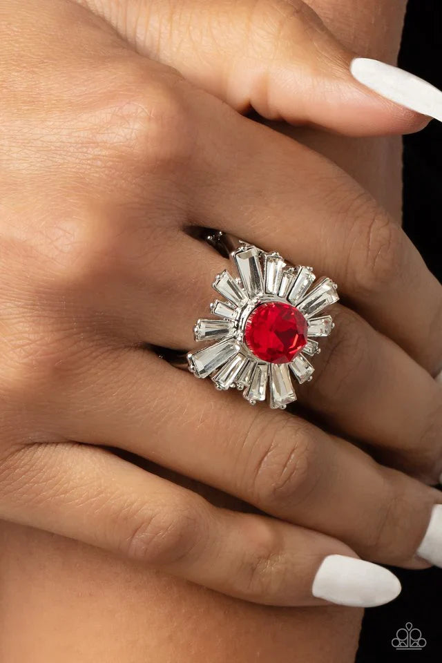 Fashion Rings - Paparazzi Starburst Season - Red Ring Paparazzi jewelry image