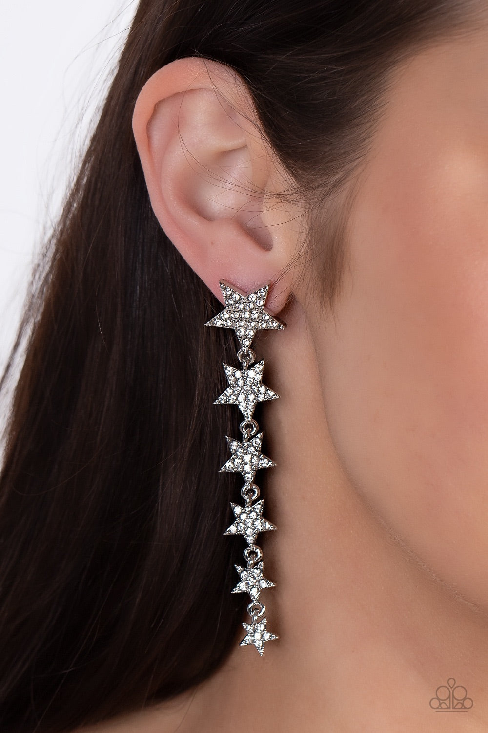 Paparazzi Americana Attitude - White Earring - Pusher P