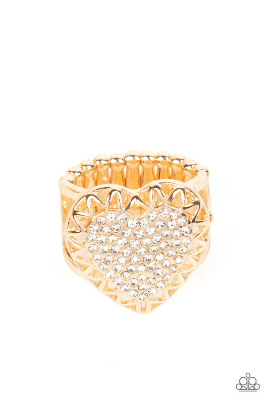 Paparazzi Romantic Escape - Gold Ring -Paparazzi Jewelry Images