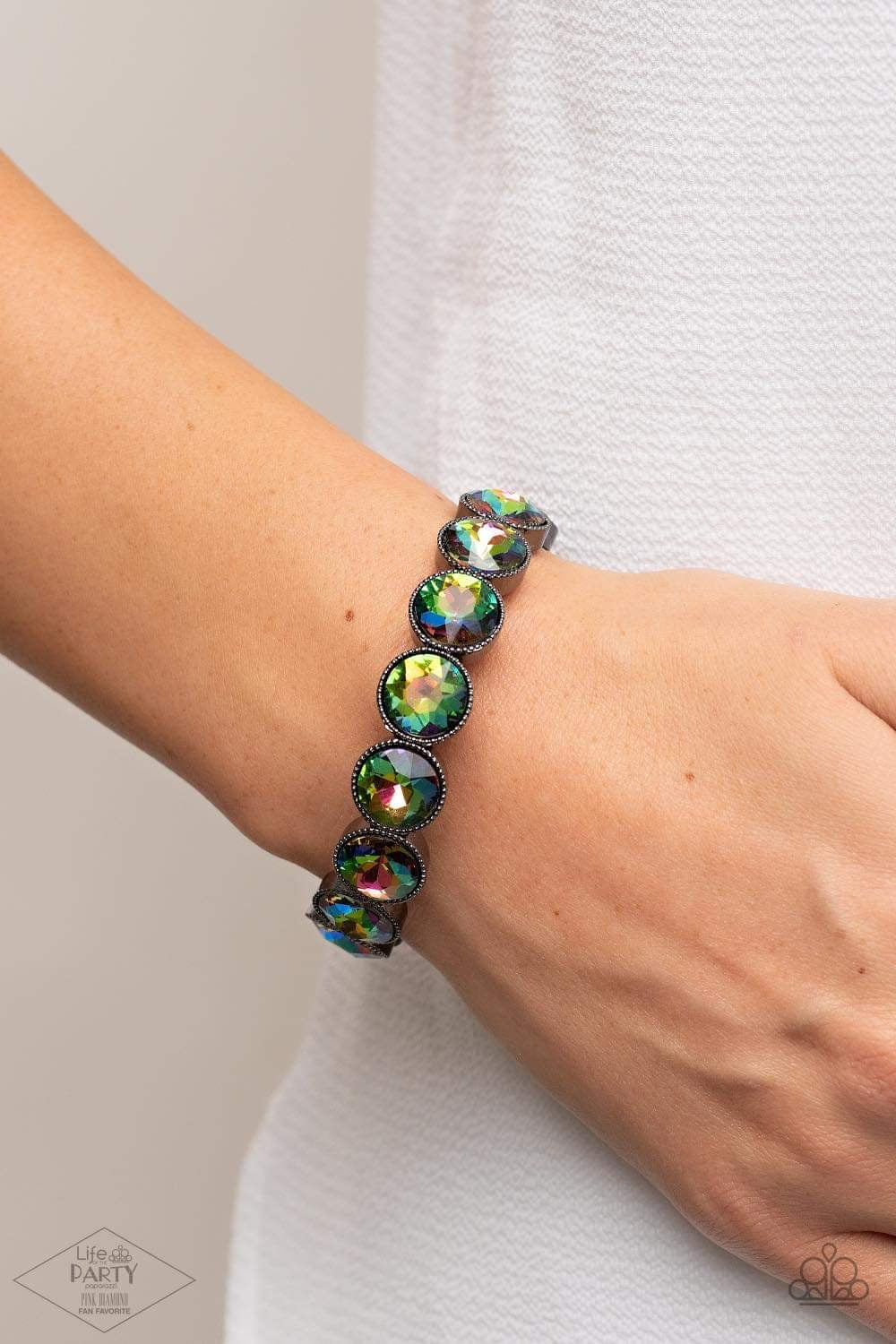 Paparazzi Number One Knockout - Oil Spill Multi Bracelet - Pink Diamond Life of the Party Exclusive - Pusher P