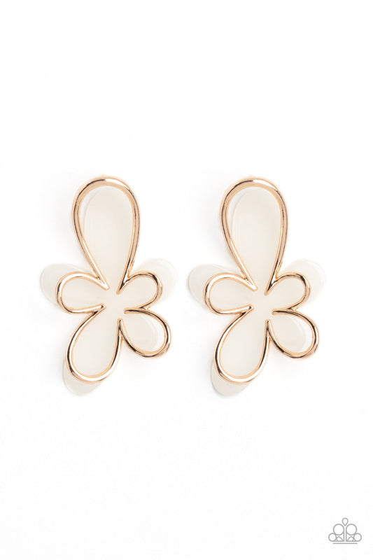 Paparazzi Glimmering Gardens - Gold Earrings -Paparazzi Jewelry Images