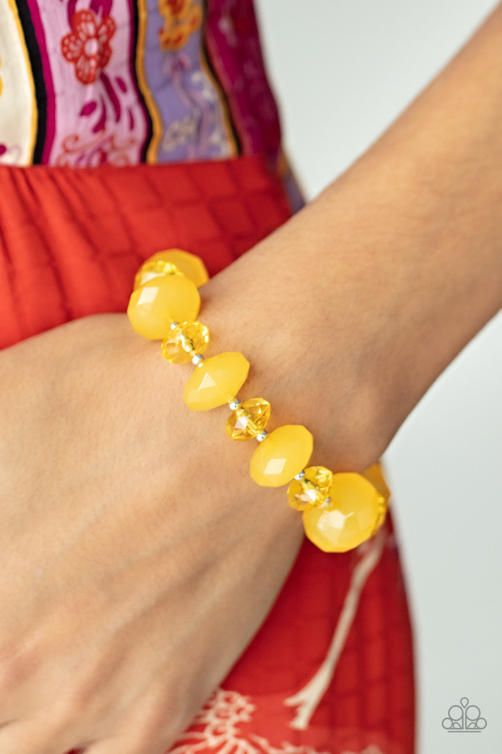 2 Piece Set: Happy-GLOW-Lucky - Yellow Necklace & Keep GLOWING Forward - Yellow Bracelet