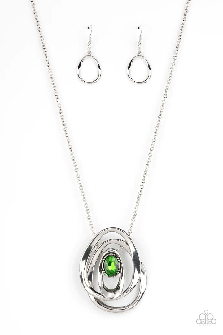 Paparazzi Luminous Labyrinth - Green Necklace Paparazzi Jewelry Images