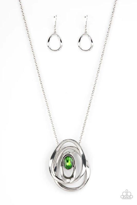 Paparazzi Luminous Labyrinth - Green Necklace Paparazzi Jewelry Images