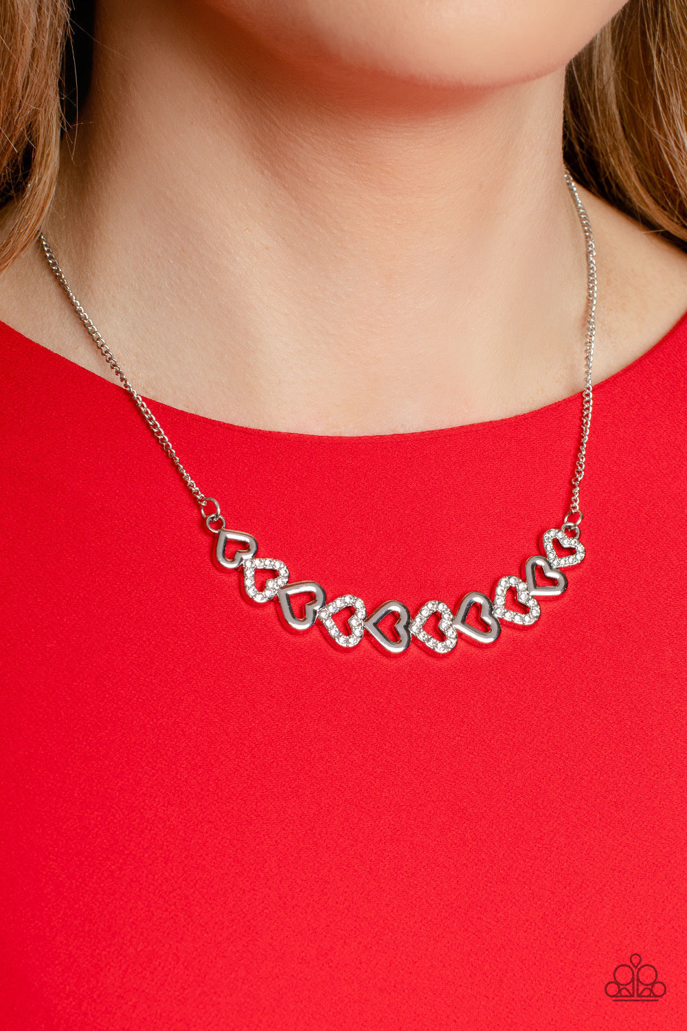 Paparazzi 2pc Set: Sparkly Suitor - White Heart Necklace & Attentive Admirer - White Heart Bracelet
