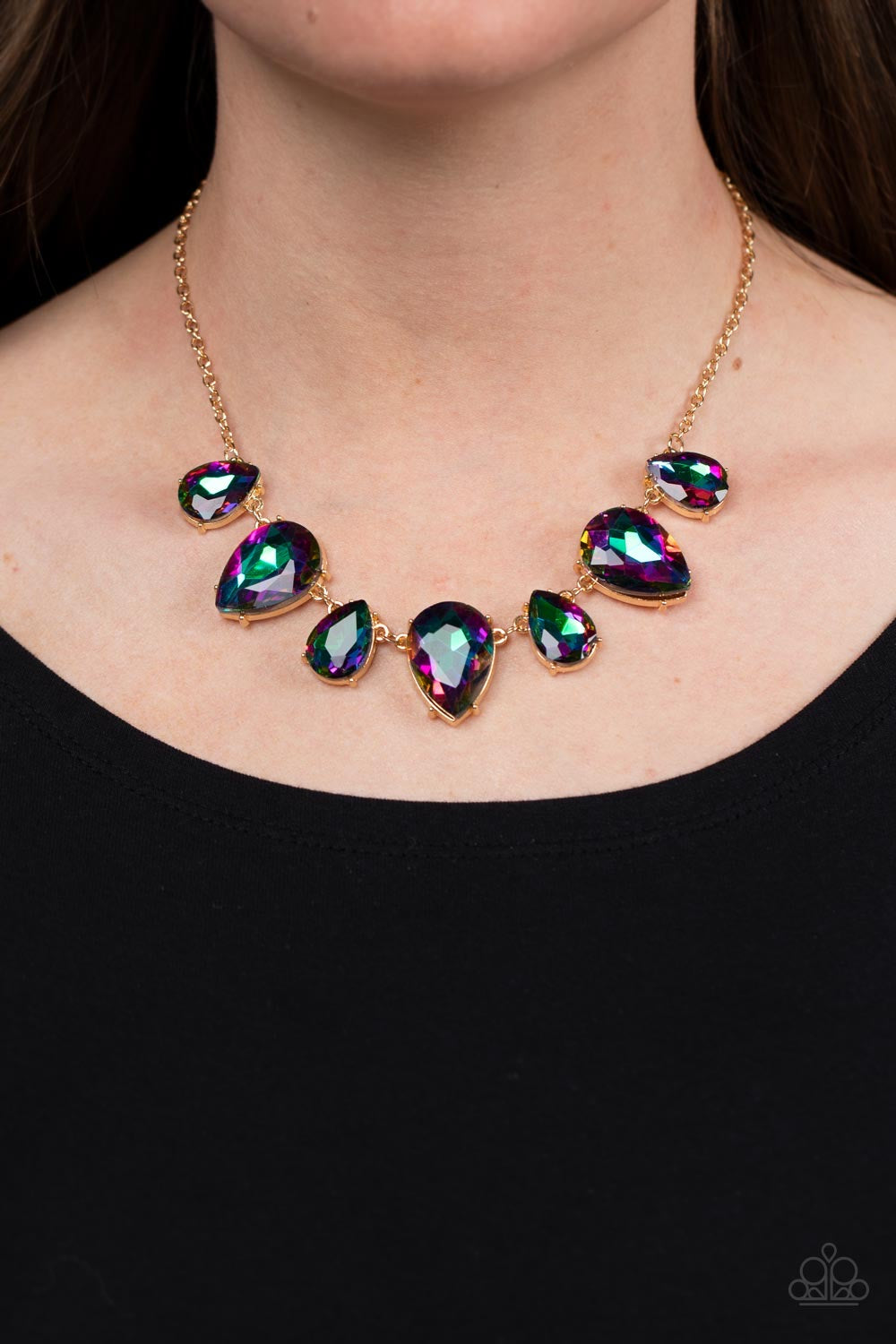 Paparazzi Otherworldly Opulence - Green Oil Spill Necklace - Paparazzi jewelry images