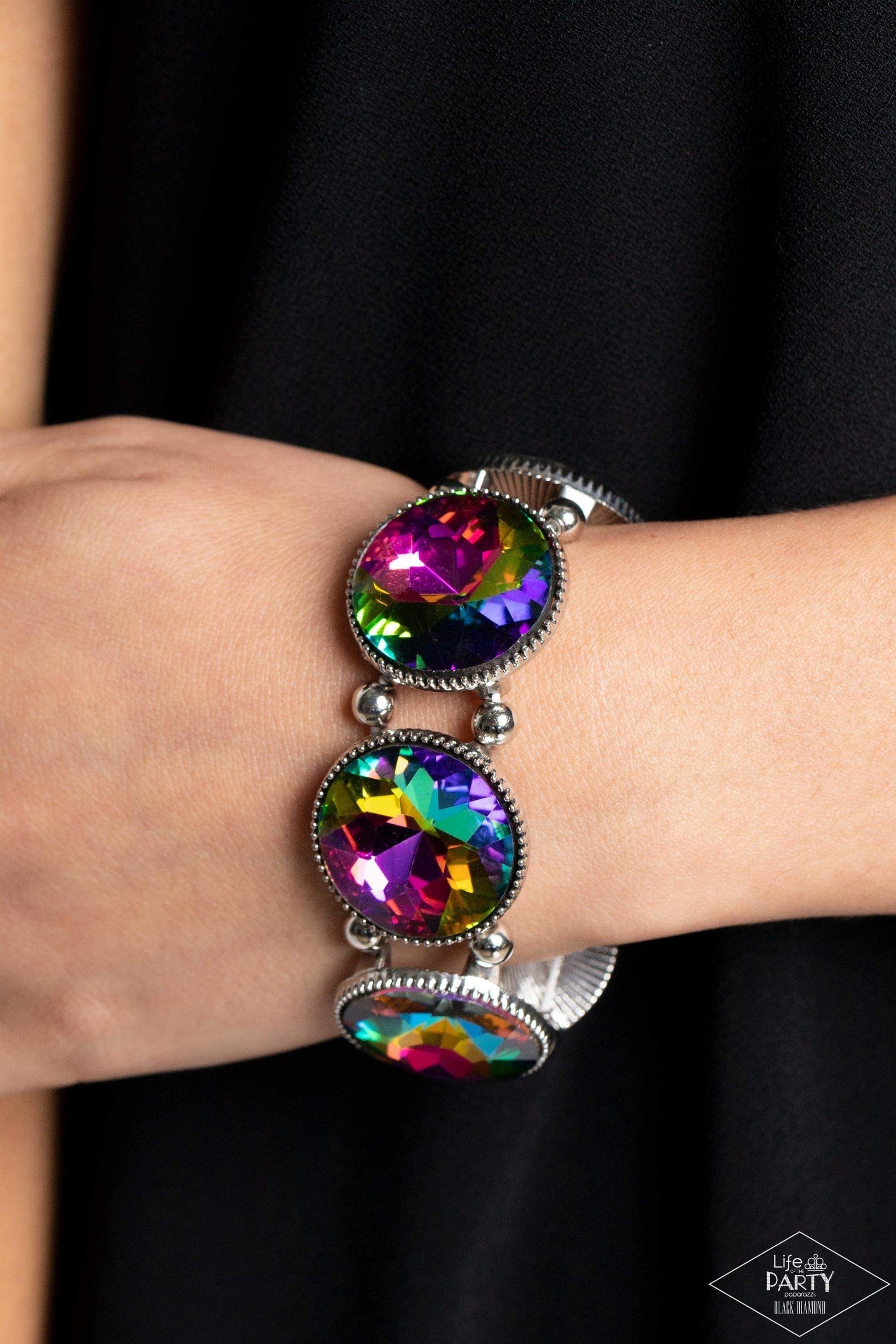 Bracelet Stretch - Powerhouse Hustle - Black Diamond Life of the Party - Paparazzi jewelry image
