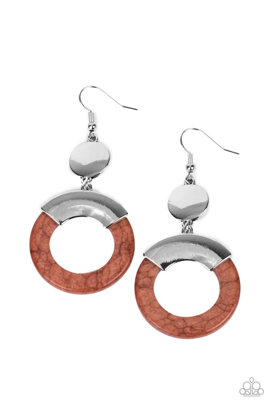 Paparazzi ​ENTRADA at Your Own Risk - Brown Earrings -Paparazzi Jewelry Images
