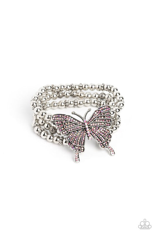 Stretchy Bracelets - Paparazzi First WINGS First - Pink Bracelet Paparazzi Jewelry Images