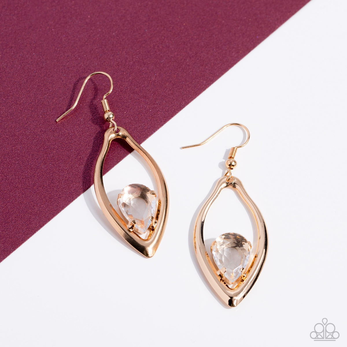 Paparazzi Beautifully Bejeweled - Gold Earrings -Paparazzi Jewelry Images